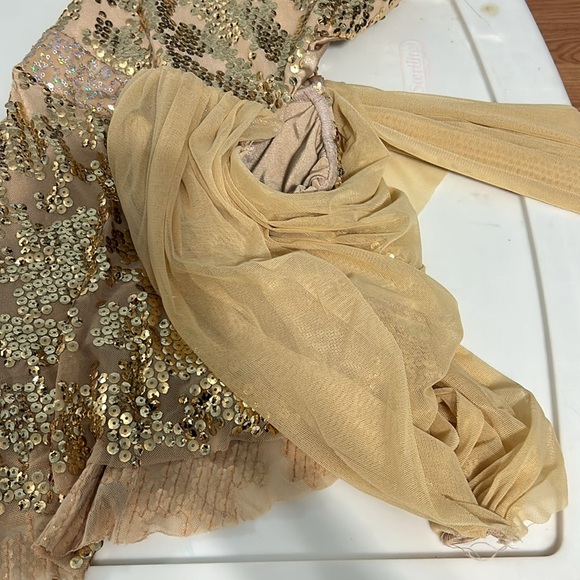 Gold draped skirt dance costume lyrical - Picture 8 of 13